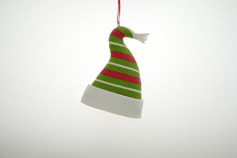 Christmas hat pendant - พวงกุญแจ - ดินเผา สีแดง