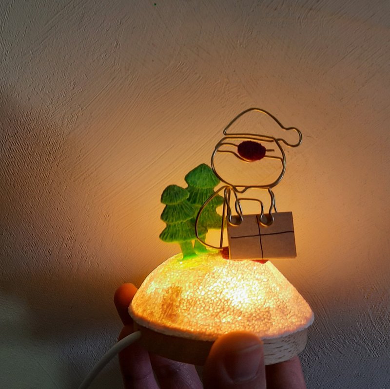 Christmas atmosphere night light/memo clip/business card holder/gift/lighting - โคมไฟ - วัสดุอีโค สีทอง