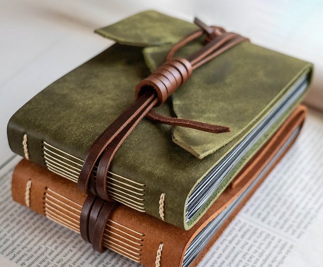Personalized Genuine Brown Leather Photo Album - Vintage Style