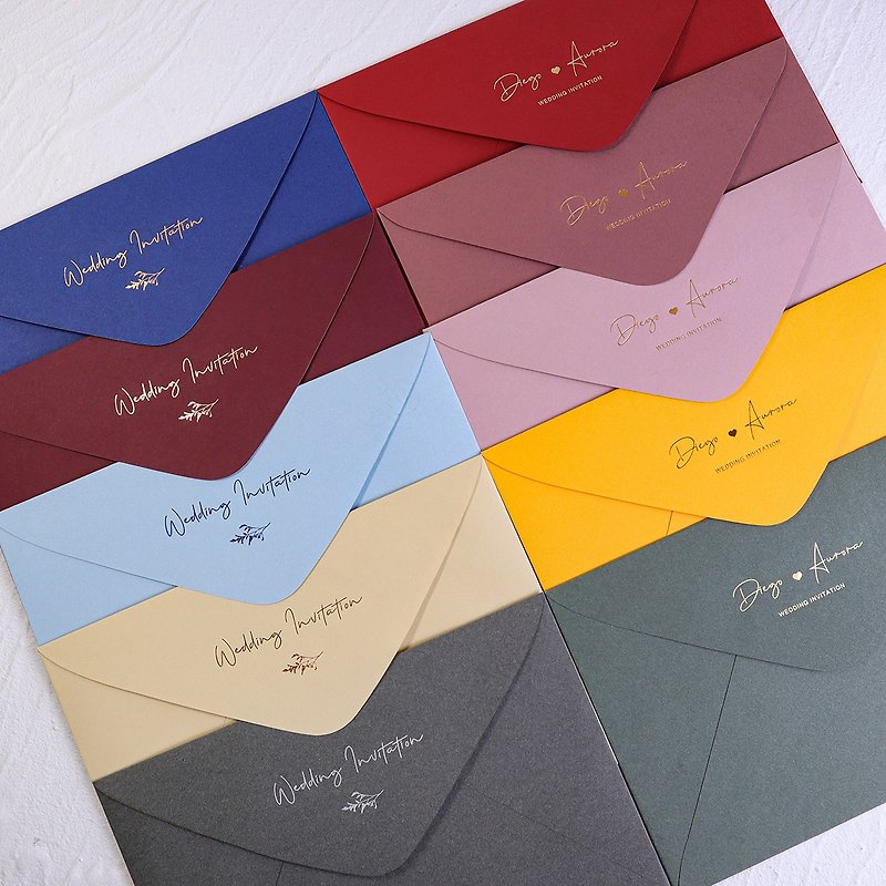 [Purchase additional envelope hot stamping special hot stamping] Wedding invitation hot stamping envelopes Western style envelope texture hot stamping - ซองจดหมาย - โลหะ สีทอง