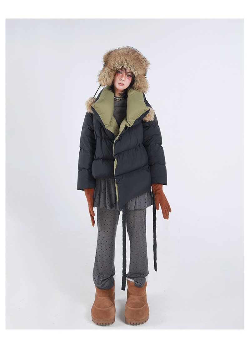 Women's short down jacket, thick and warm white duck down top - เสื้อแจ็คเก็ต - ไนลอน 