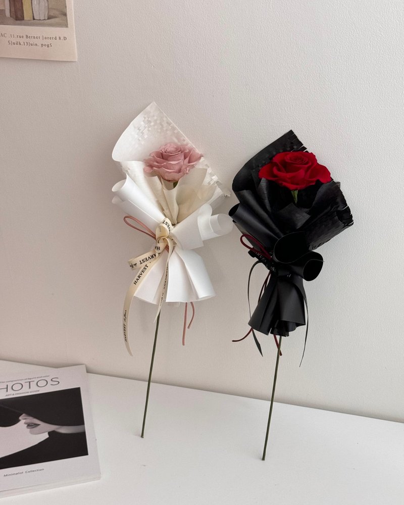 【限時免運】單支永生玫瑰花束-精緻單品/小花束/玫瑰花 - 乾燥花/永生花 - 植物．花 紅色