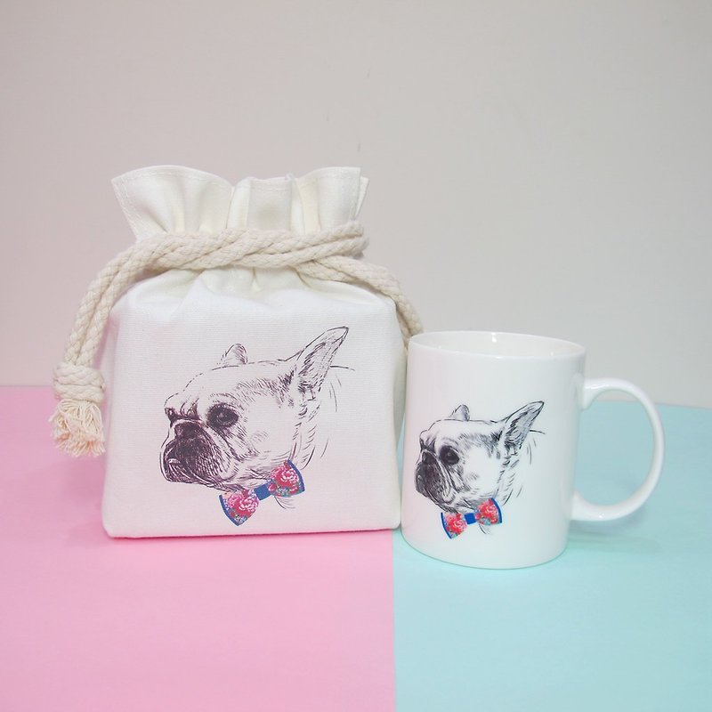 [Spot / Fast Shipping / gift exchange] Hakka fabric bow / ribbon method bucket mug, coffee mug / beam port Cotton canvas - Bow Law Group Doo Mug - แก้วมัค/แก้วกาแฟ - เครื่องลายคราม ขาว
