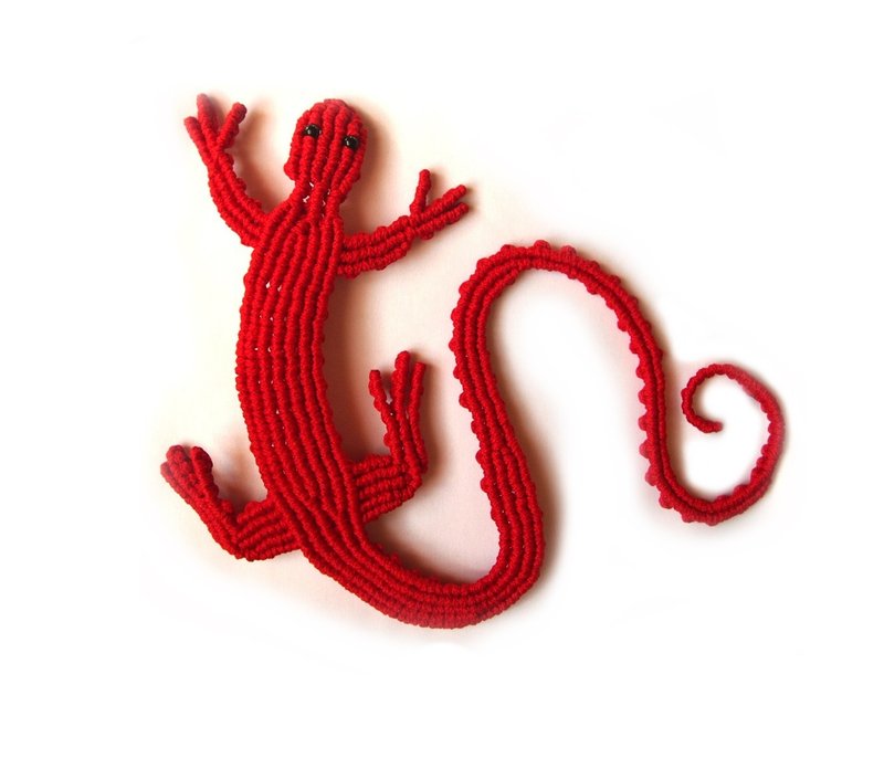 Macrame Tutorial Lizard with long tail, PDF tutorial, Step by step macrame - 手工藝教學/工具書 - 其他材質 