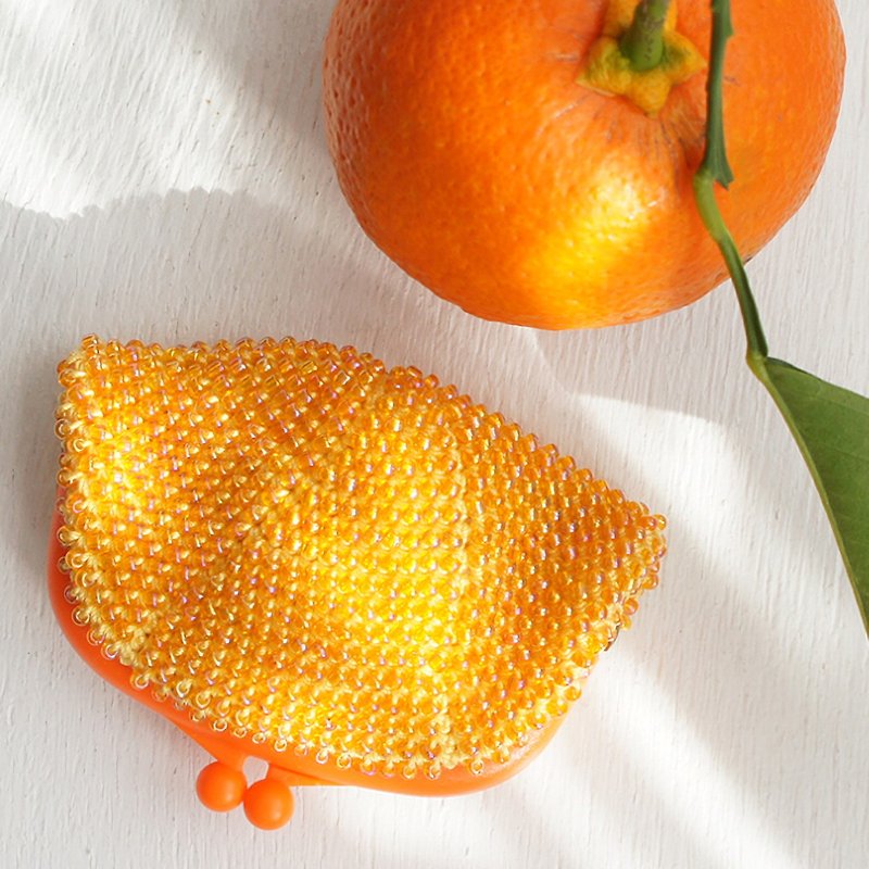 วัสดุอื่นๆ กระเป๋าสตางค์ สีส้ม - Ba-ba handmade Beads crochet coinpurse No.1043