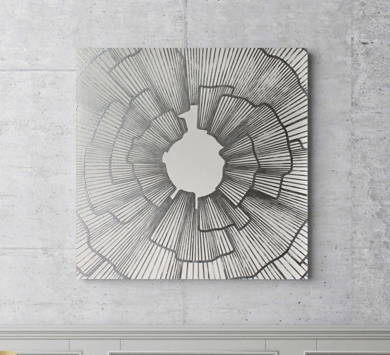 Silver Abstract painting | Abstract Silver painting | Silver wall decor | Spark - 壁貼/牆壁裝飾 - 棉．麻 銀色