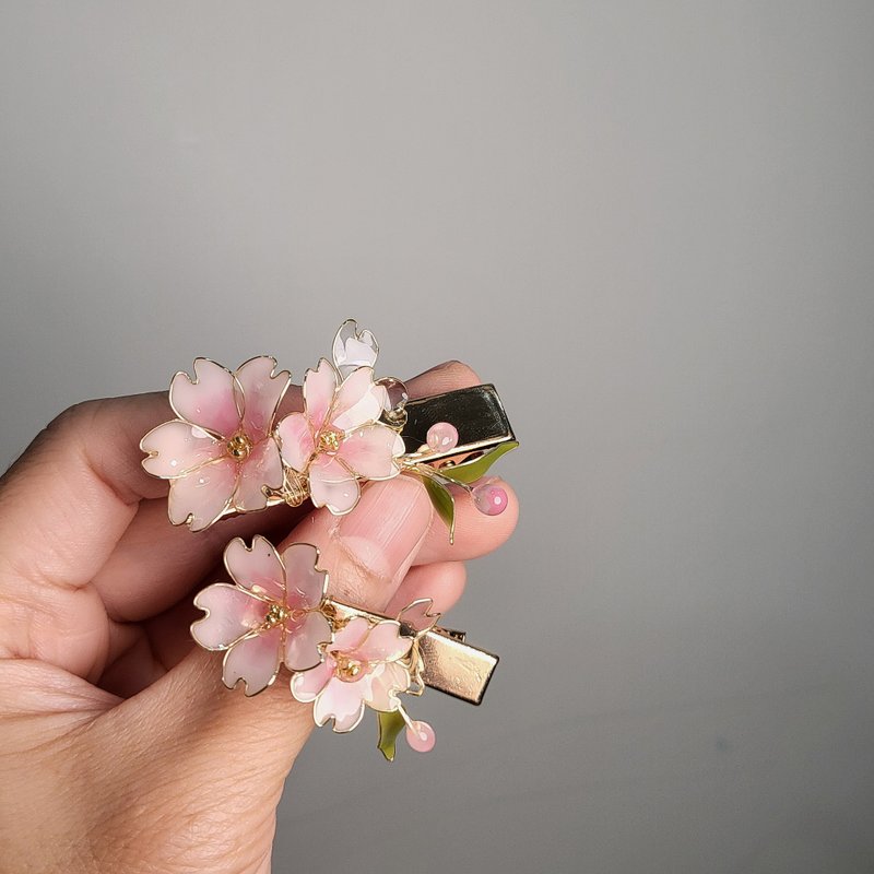 Resin Dip Art Parent-child Hair Clip - Sakura - เครื่องประดับผม - เรซิน 