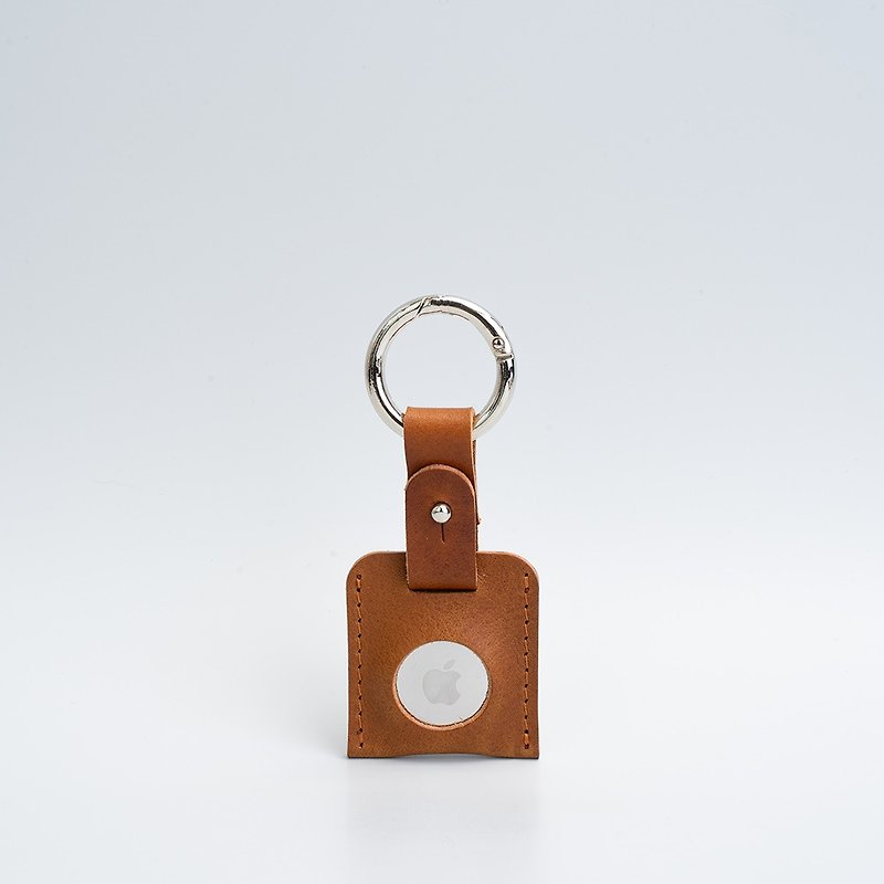 Genuine Leather Keychains - Airtag leather keychain on a carabiner