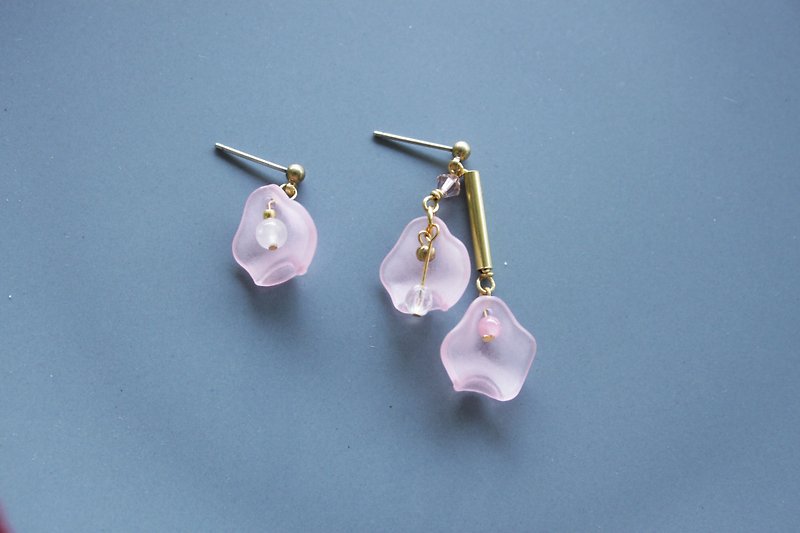 玉英 牡丹 - 耳環 耳針 耳夾 - 耳環/耳夾 - 銅/黃銅 粉紅色