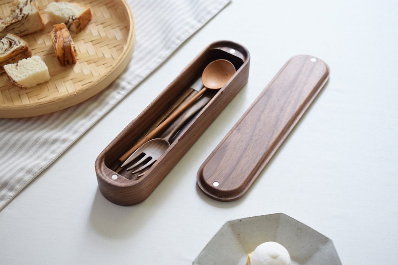 Mountain House | Cutlery Box Large Portable Wooden Travel Environmental Health and Hygiene Student Simple Stationery Box - กล่องเก็บของ - ไม้ 