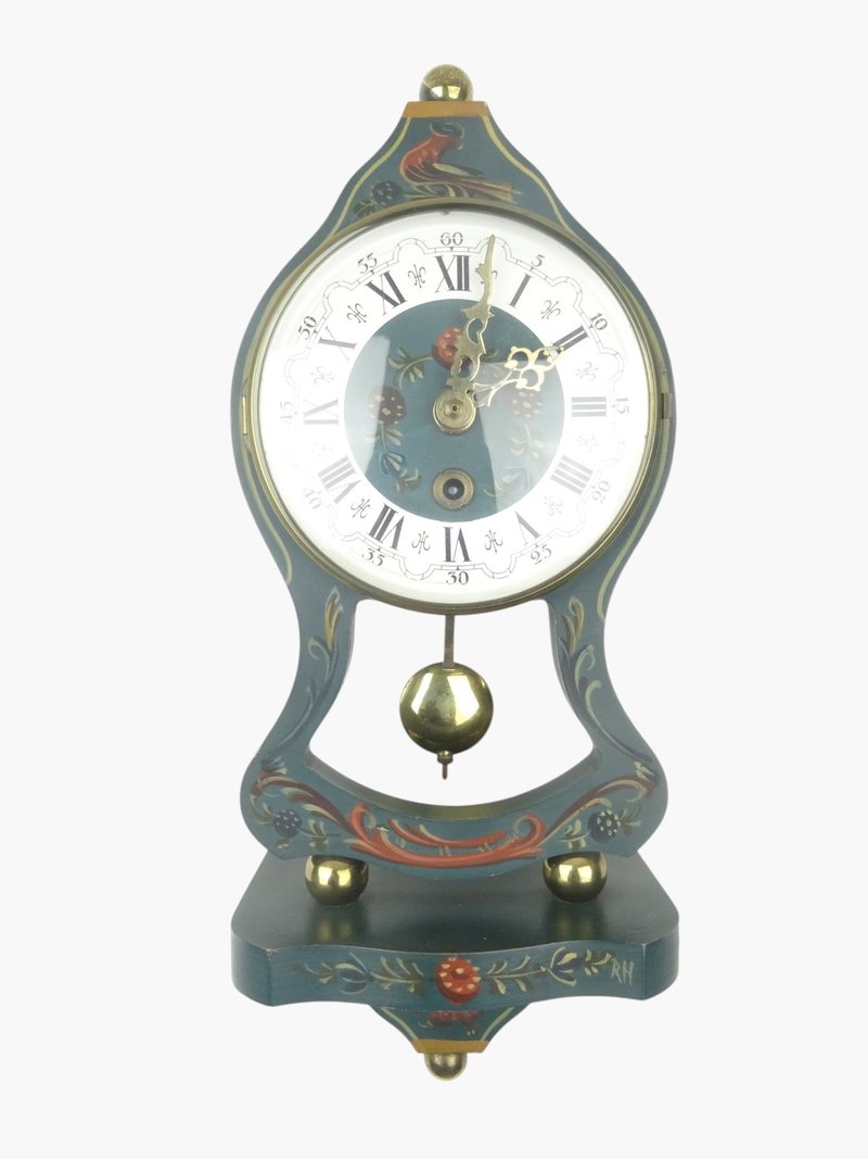 Friesian Dutch Antique Vintage Hindeloopen Wall Clock Warmink Wuba Junghans era) - Clocks - Wood Green