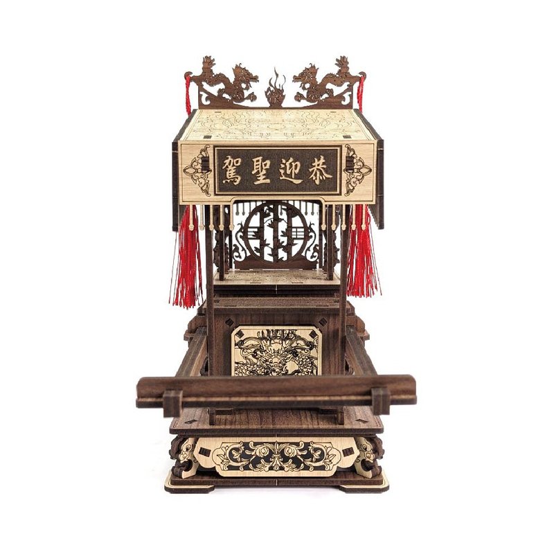 DIY材料包-廟宇系列-蓬轎 木頭模型 神轎 宮廟 木質立體拼圖 禮物 - 木工/竹藝/紙雕 - 木頭 咖啡色