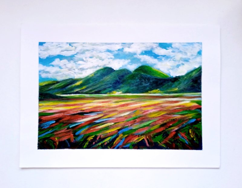 Tuscany Landscape Painting Italy Poppies Valley Original Art Impressionist Art - ตกแต่งผนัง - กระดาษ 