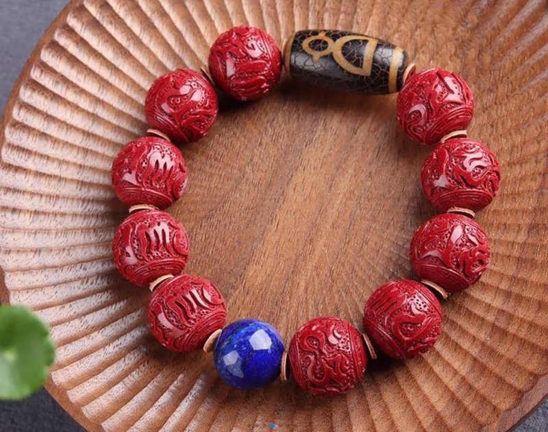 Natural raw ore purple gold sand six-character mantra bracelet boutique cinnabar content is as high as 95% or more - สร้อยข้อมือ - เครื่องเพชรพลอย 