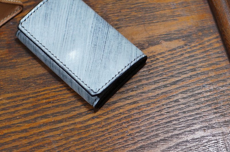 [Portable series] pure hand-stitched black brushed purse. Italian vegetable tanned leather - กระเป๋าใส่เหรียญ - หนังแท้ สีดำ