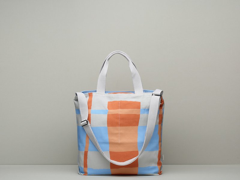 JainJain bicycle bag / waterproof paint orange blue (the strap can be adjusted in length) - กระเป๋าแมสเซนเจอร์ - ผ้าฝ้าย/ผ้าลินิน สีส้ม