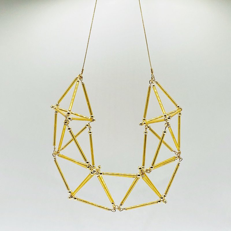 3D Huge NECKLACE【Gold】 - สร้อยคอ - แก้ว สีทอง