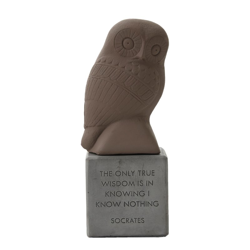 Ancient Greek ornaments Owl Wise Owl (dark Brown)- handmade clay statue - ของวางตกแต่ง - ดินเผา สีนำ้ตาล