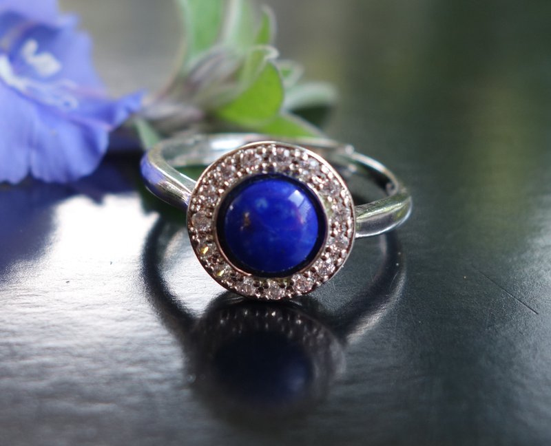 Natural lapis lazuli ring ring 2.46g old file play ring live circumference adjustable size - แหวนทั่วไป - หยก สีน้ำเงิน