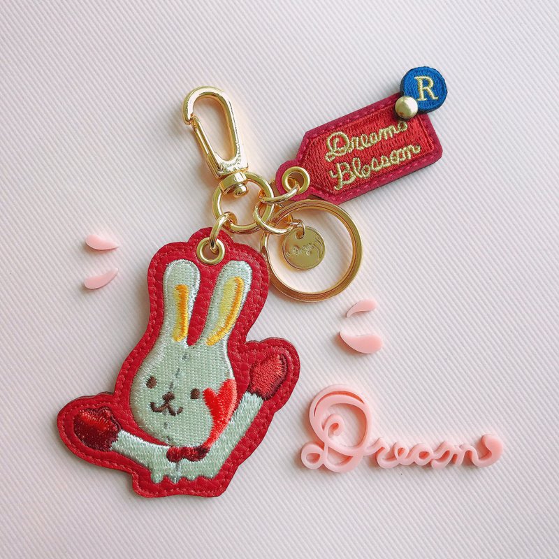 bunny key ring red - ที่ห้อยกุญแจ - งานปัก หลากหลายสี