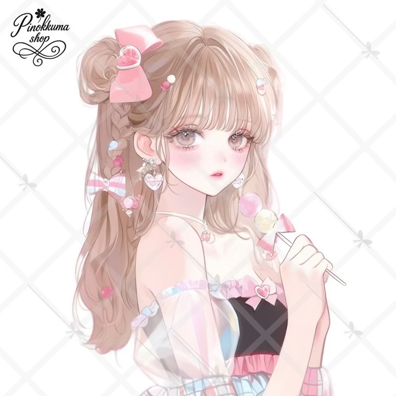 pinokkumashop 人物ステッカー　女の子シール  シール　ステッカー 手帳デコ　コラージュ素材　オリジナルステッカー - ステッカー・シール - 紙 多色