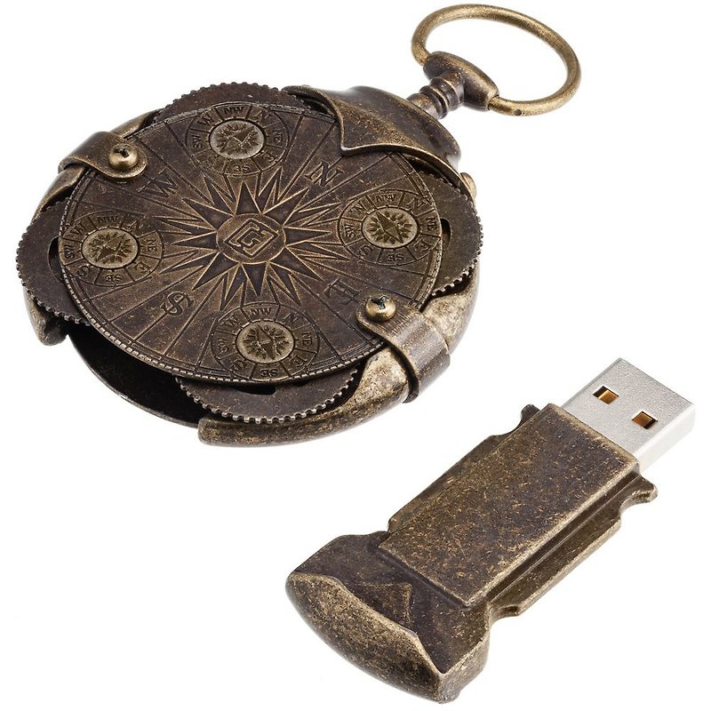 【25% Off】Steampunk Cryptex Round Lock Compass USB 64/32GB - USB Flash Drives - Other Metals Brown