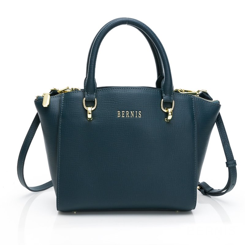 Dual-purpose portable cross pattern leather 2way sandwich bag-indigo blue - Handbags & Totes - Genuine Leather Blue
