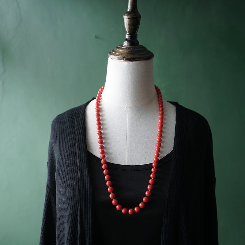 [Old jewelry/Western old pieces] VINTAGE orange red plastic beaded vintage necklace