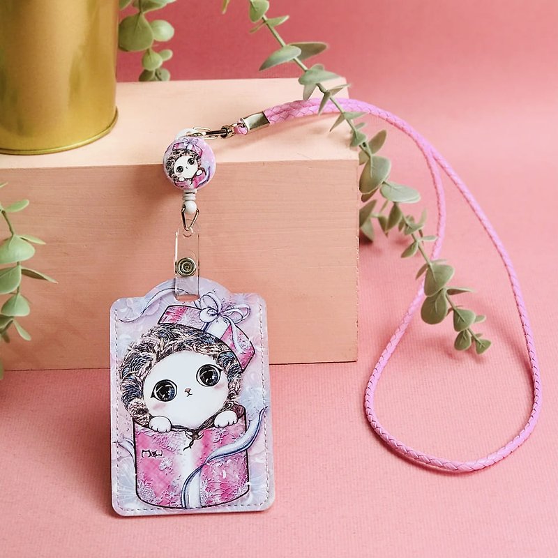 Lanyard card holder | leisure card holder | identification card holder | student card-pink super cute gift cat