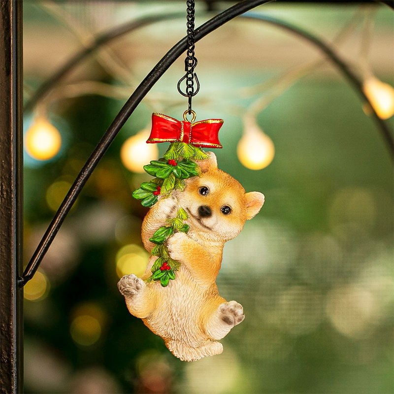 [Devalier] Dog Ornament Shiba Inu Santa Christmas Tree Ornament Christmas Present Object Resin Cute Figurine xn-10g - Items for Display - Resin Brown