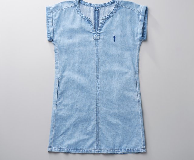 ONE PIECE DENIM DRESS∣Light Blue One Piece Sundress
