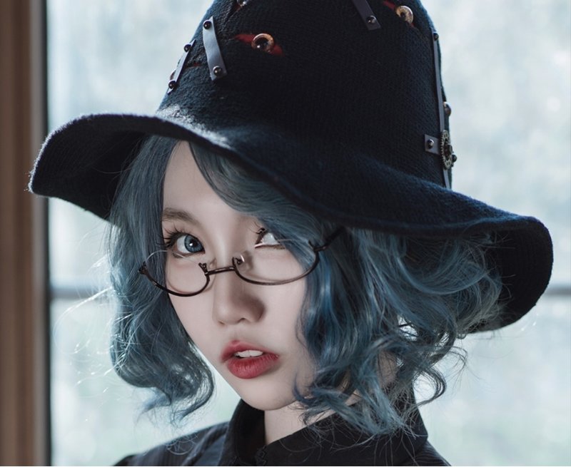 蒸汽朋克 克蘇魯風 女巫帽 巫師帽 魔女帽 彎簷針織 毛線帽 - 帽子 - 羊毛 黑色