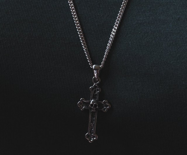 スターリングシルバー925十字架で作られた男性用スカルクロス