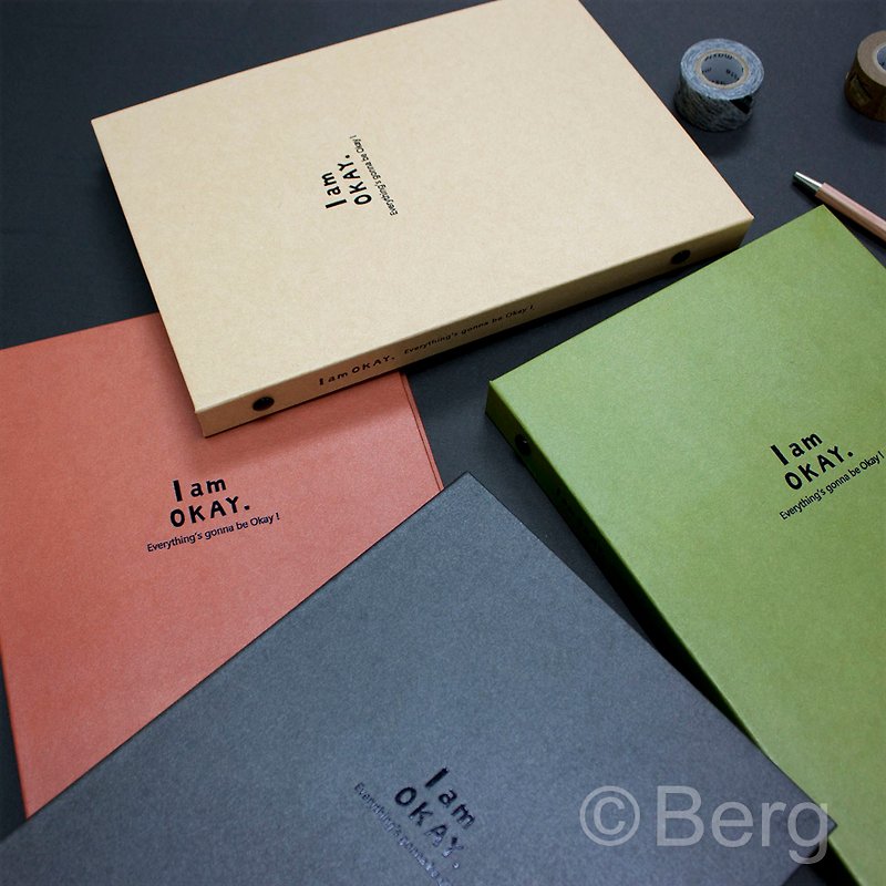 Berger stationery xIamOkay [hardcover narrow 25K20 hole clip] four colors - สมุดบันทึก/สมุดปฏิทิน - กระดาษ สีกากี