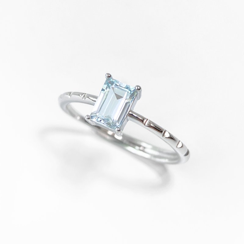 15% off for 2 pieces | Brazilian aquamarine sterling silver ring (completely clean, quiet and clear to the naked eye) - แหวนทั่วไป - เงินแท้ 