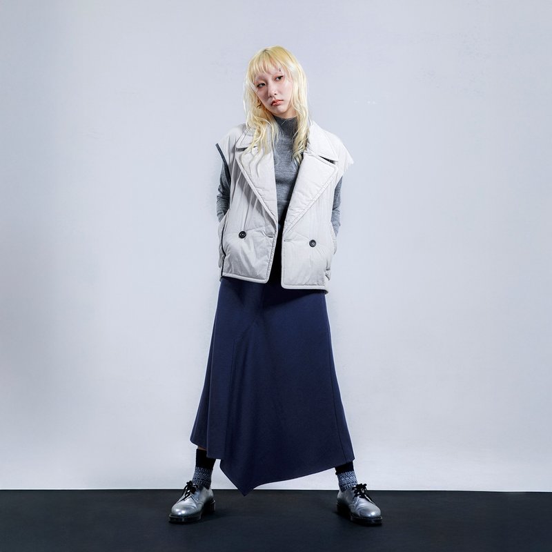 Structured Quilted Stand Collar Cropped Vest - Women's Vests - Other Materials Gray