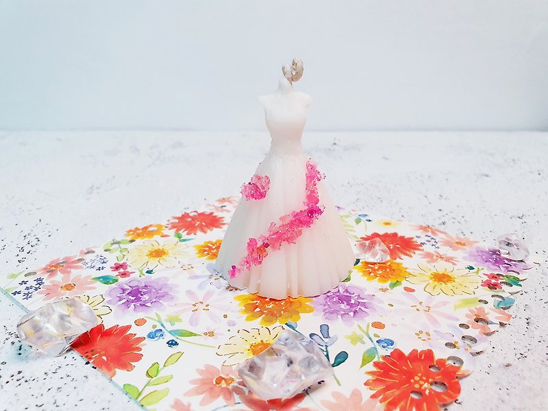 ขี้ผึ้ง เทียนหอม/น้ำหอม/สบู่แฮนด์เมด สึชมพู - [Crystal Wedding Dress] Candle Material Package Crystal Dress Design Wedding Candle Korean Candle Dress