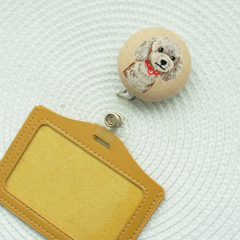 Lovely【Japanese cloth】Poodle retractable buckle + card holder, leisure card, certificate holder