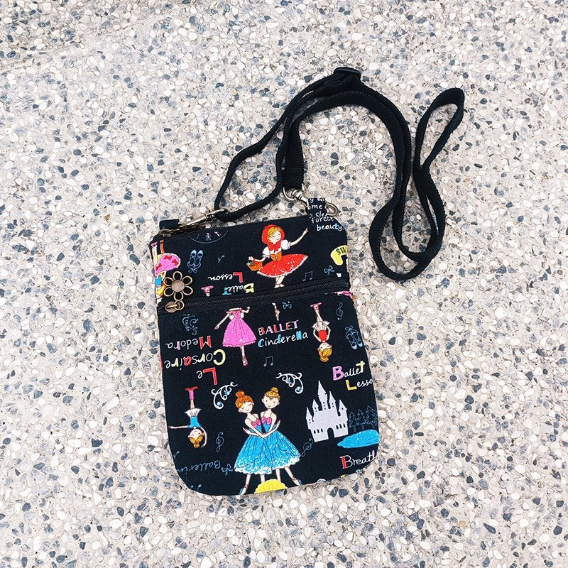 Cell Phone Side Backpack - Ballet Girl - Messenger Bags & Sling Bags - Cotton & Hemp Black