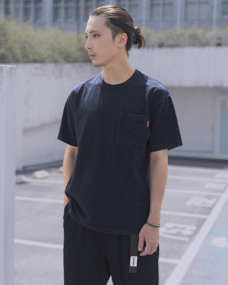 2-Pack 兩件組 - WASHED POCKET TEE 水洗 重磅 雙口袋 - 團購 - 男 T 恤 - 棉．麻 藍色