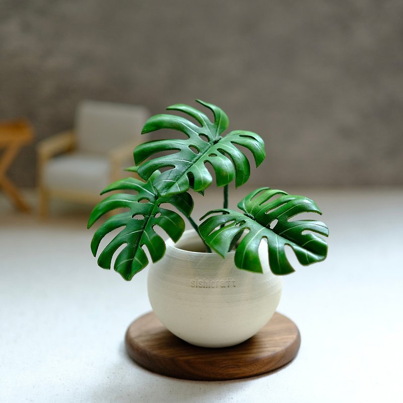亀太郎－手作り革製の贈答用小鉢 - 観葉植物 - 革 