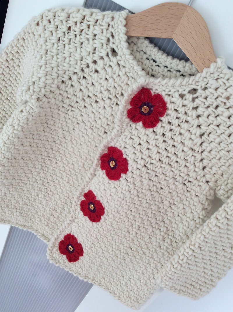 Handmade baby sweater, organic wool cardigan, winter sweater for a girl - Coats - Wool White