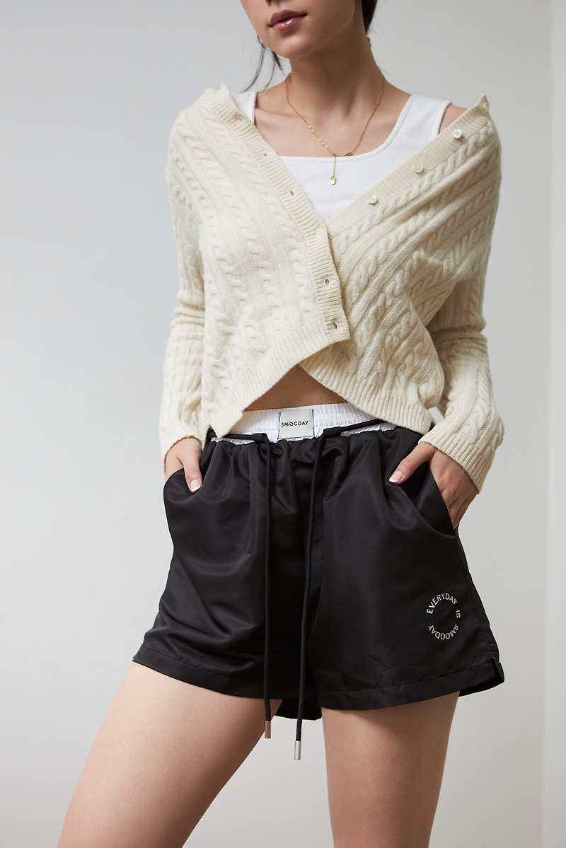 Smogday Summer Day Shorts Mifnight Color - Women's Shorts - Cotton & Hemp Black
