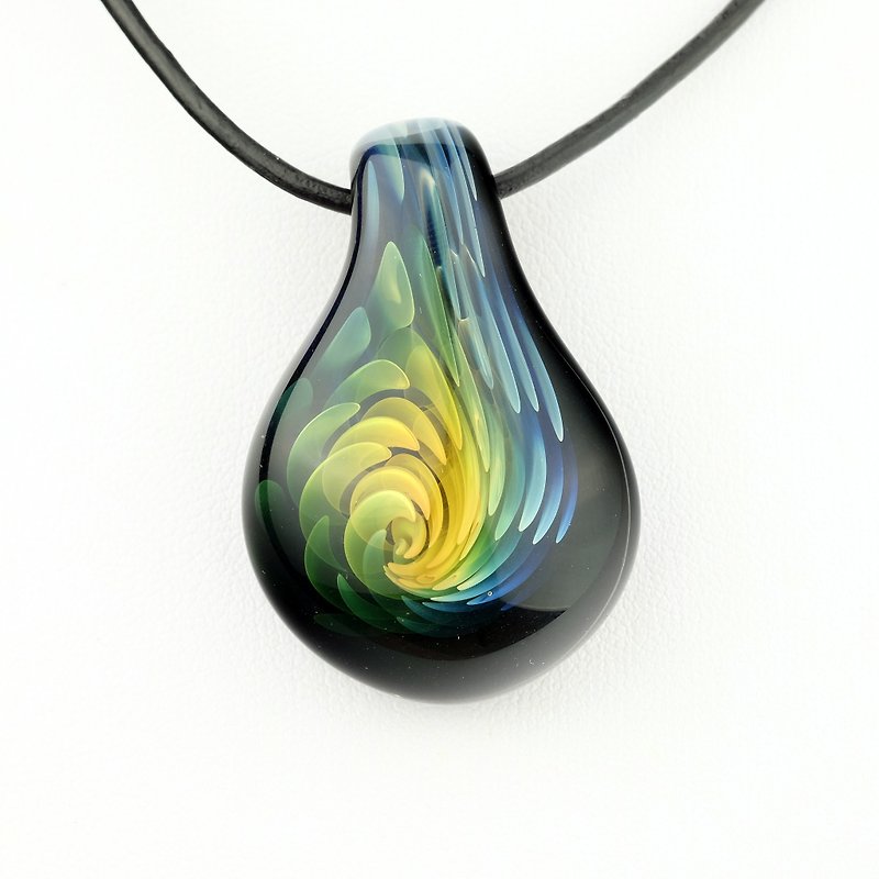 Swirl color smoke handmade glass pendant - Necklaces - Glass Multicolor