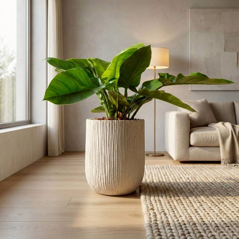 Green Emerald Emperor: Creamy White Tree Pattern Floor Plant, Opening Gift Pot, Foliage Plant, Home Decor - ตกแต่งต้นไม้ - พืช/ดอกไม้ สีเขียว