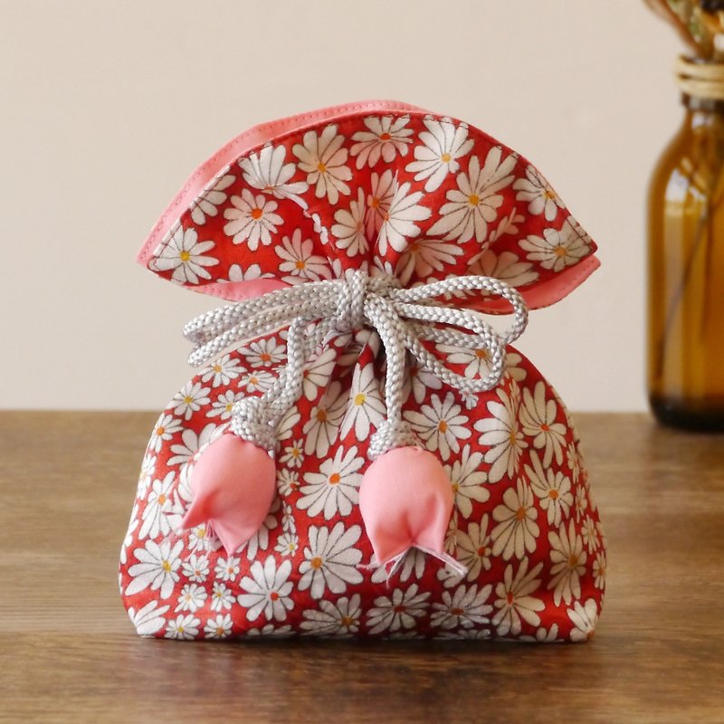 Happiness purse FUGURO Kikubun premium silk - Toiletry Bags & Pouches - Silk Pink