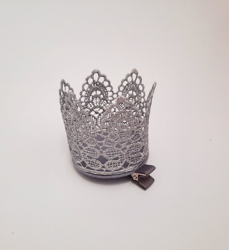 Silver lace crown hairpin
