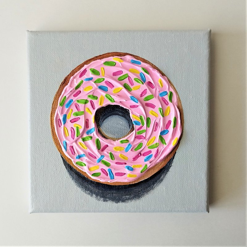Donut Acrylic Painting for Your Kitchen Wall - 壁貼/牆壁裝飾 - 壓克力 多色