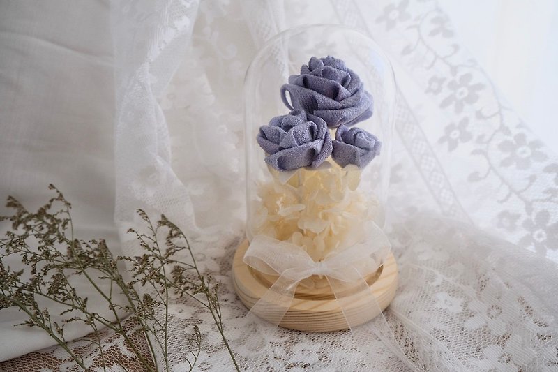 Purple-Fine Flower Rose Preserved Flower Glass Vase- - Dried Flowers & Bouquets - Cotton & Hemp Multicolor