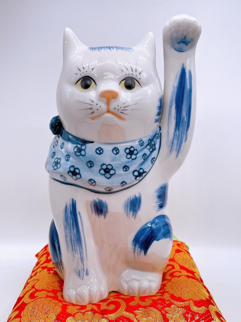 【染彩緣福】日本九谷燒招財貓 | 染付 - 擺飾/家飾品 - 瓷 白色
